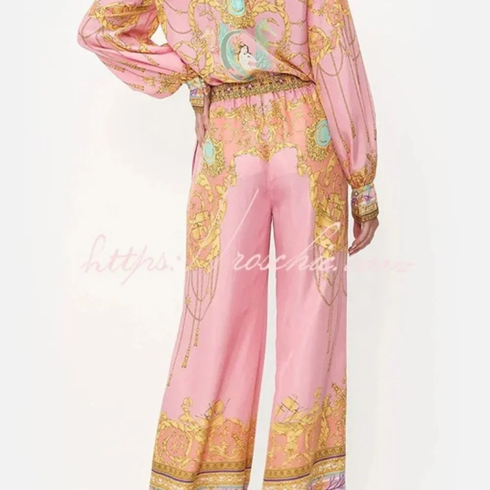 Vibrant Pink and Gold Patterned Roschic Matching Set - Picture 6 of 9